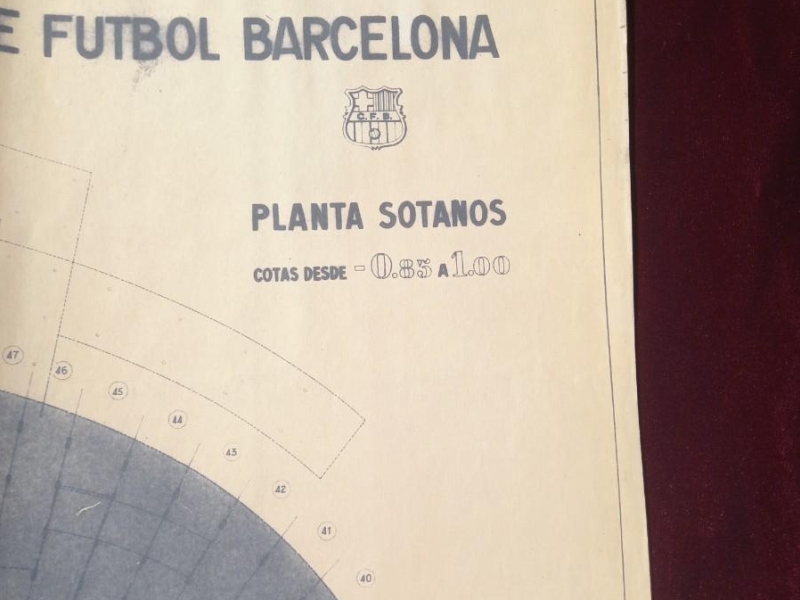 PROYECTO DEL CAMP NOU 1954 para 1957. 6 planos originales de época. F.C. Barcelona. Barça (1063)