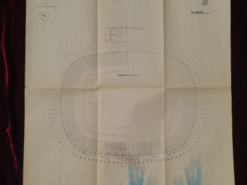PROYECTO DEL CAMP NOU 1954 para 1957. 6 planos originales de época. F.C. Barcelona. Barça (1065)