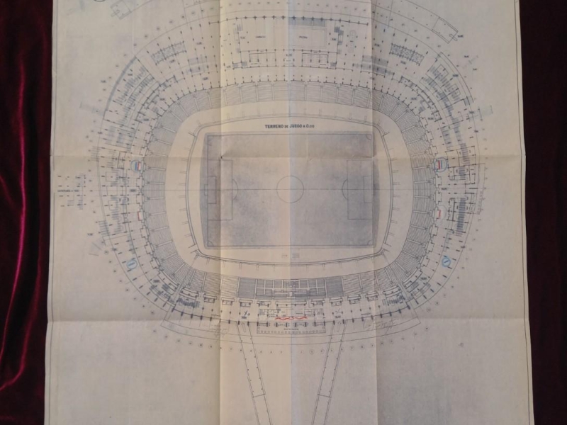 PROYECTO DEL CAMP NOU 1954 para 1957. 6 planos originales de época. F.C. Barcelona. Barça (1066)