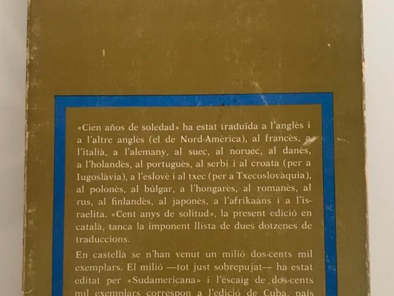 Cent anys de solitud, Gabriel Garca Mrquez - 1era ed. Dedicatoria del autor en catal. (1)