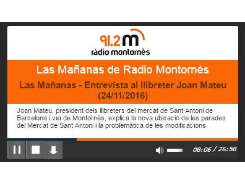 ENTREVISTA JOAN MATEU, PRESIDENT DE L'ASSOCIACIÓ DEL MERCAT DOMINICAL DE SANT ANTONI, PER 'LAS MAÑANAS' DE RADIO MONTORNÉS