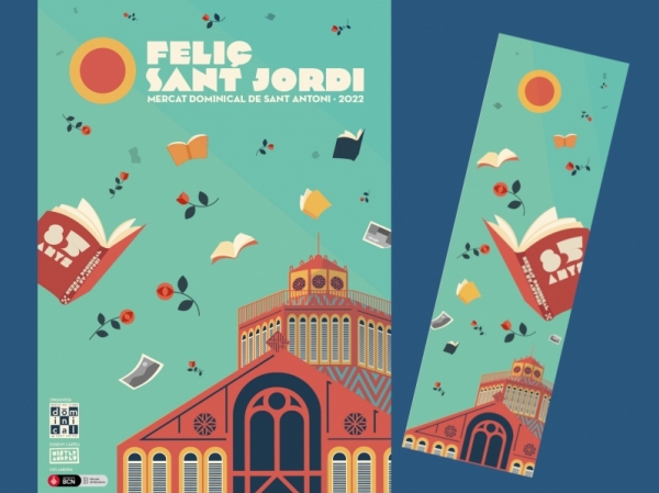  Cartel y punto de libro para celebrar Sant Jordi 2022