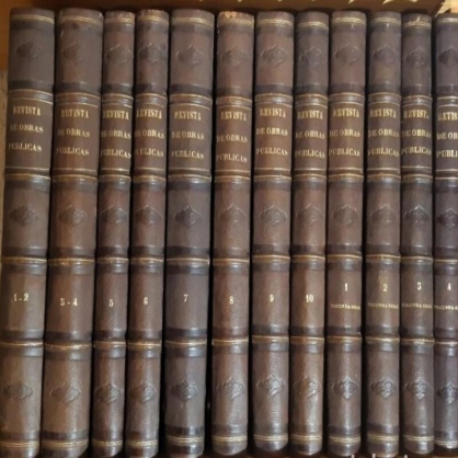 REVISTA DE OBRAS PÚBLICAS. COMPLETA de 1853 a 1862 1ª serie y de 1863 a 1866 2ª serie.  8 + 4 TOMOS