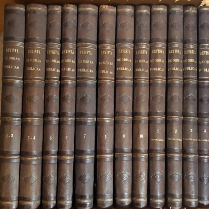 REVISTA D' OBRAS PÚBLICAS. COMPLETA de 1853 a 1862 1ª sèrie i de 1863 a 1866 2ª sèrie.  8 + 4 VOLUMS
